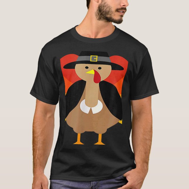 Turkey Pilgrim Cute Thanksgiving Essential T Shirt (Framsida)