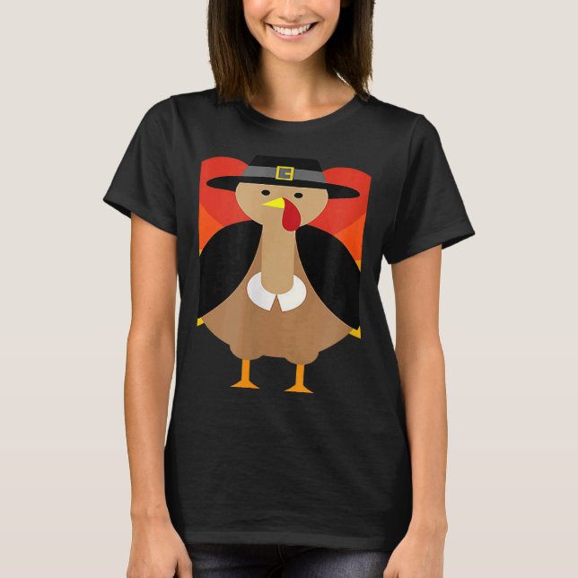 Turkey Pilgrim Cute Thanksgiving Essential T Shirt (Framsida)