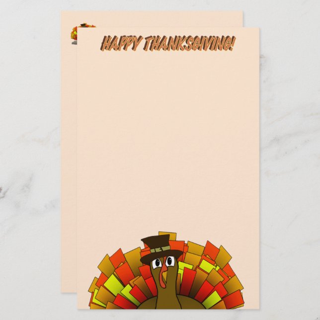 Turkey Pilgrim Thanksgiving  Brevpapper (Fram/baksida)