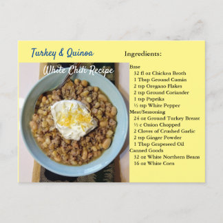 Turkey Quinoa White Chili Recipe Postcard Vykort