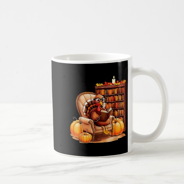 Turkey Reading Books Fall Thanksgiving Teacher Boo Kaffemugg (Höger)