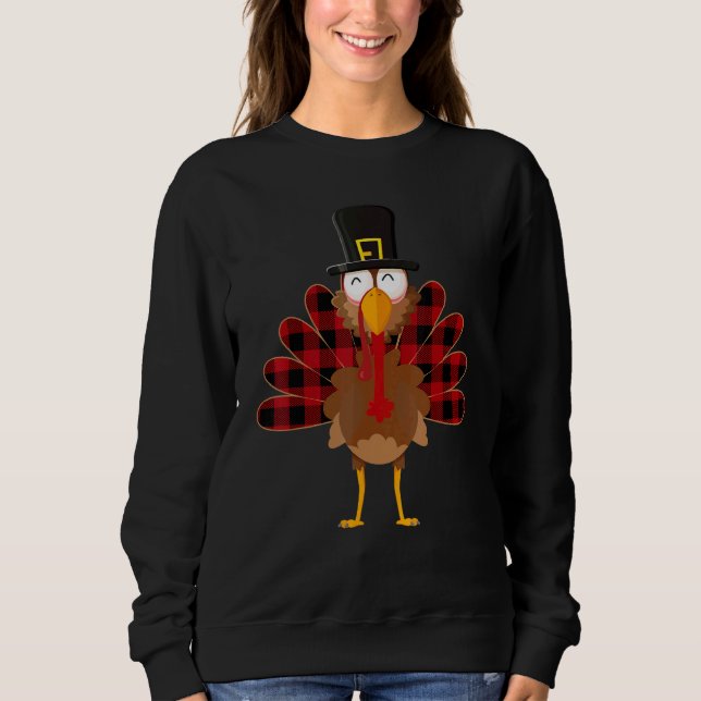 Turkey Red Plaid Thanksgiving Day   Boys Girls T Shirt (Framsida)