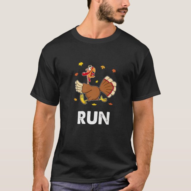 Turkey Run Costume Thanksgiving Running Turkey Tro T Shirt (Framsida)
