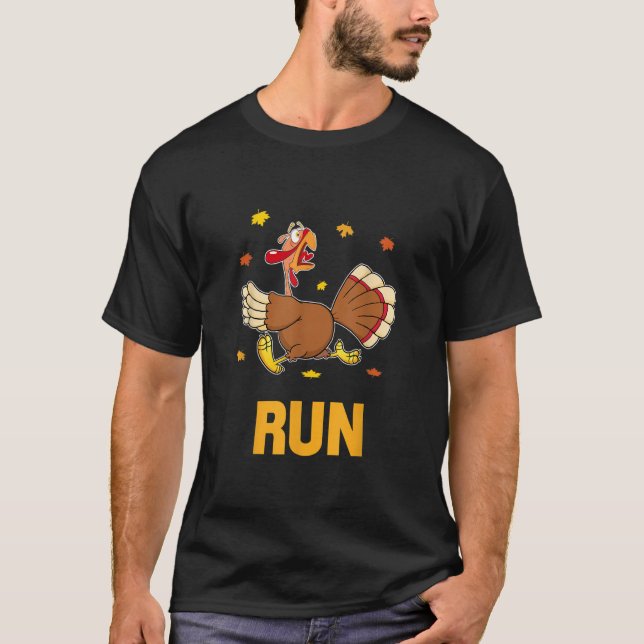 Turkey Run Costume Thanksgiving Running Turkey Tro T Shirt (Framsida)