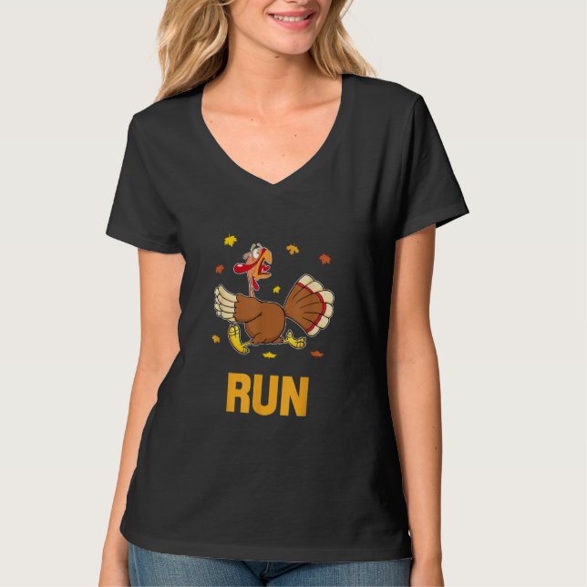 Turkey Run Costume Thanksgiving Running Turkey Tro T Shirt (Framsida)
