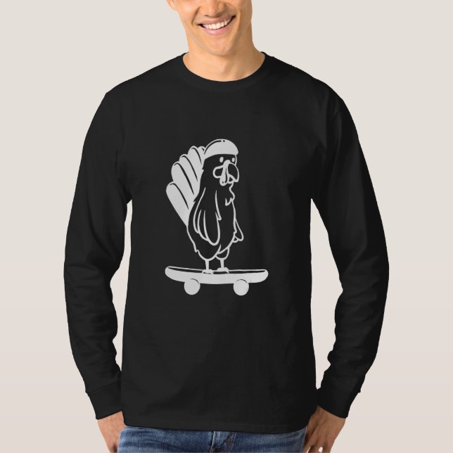 Turkey Skater Line Thanksgiving Day Skateboard Aut T Shirt (Framsida)