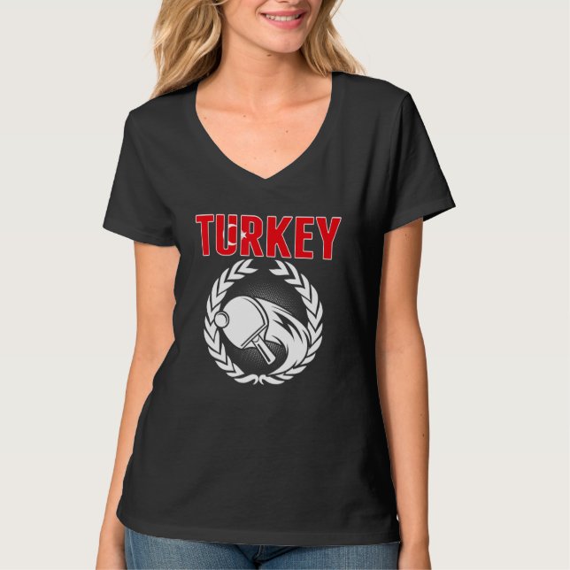 Turkey Table Tennis  Turkish Ping Pong Team Suppor T Shirt (Framsida)