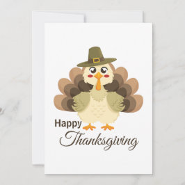 Turkey Thanksgiving Simple Minimalistic Cartoon Julkort