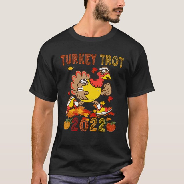 Turkey Trot 2022 Thanksgiving  Turkey Running  Run T Shirt (Framsida)