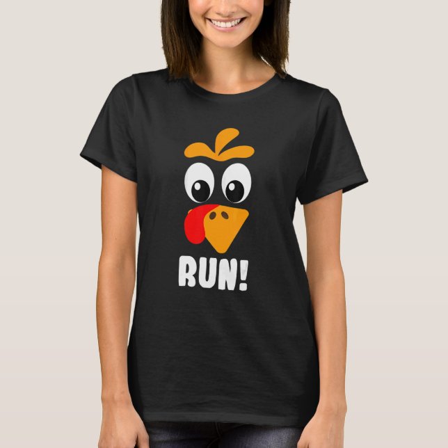 Turkey Trot Adult Running Costume Face Run Thanksg T Shirt (Framsida)