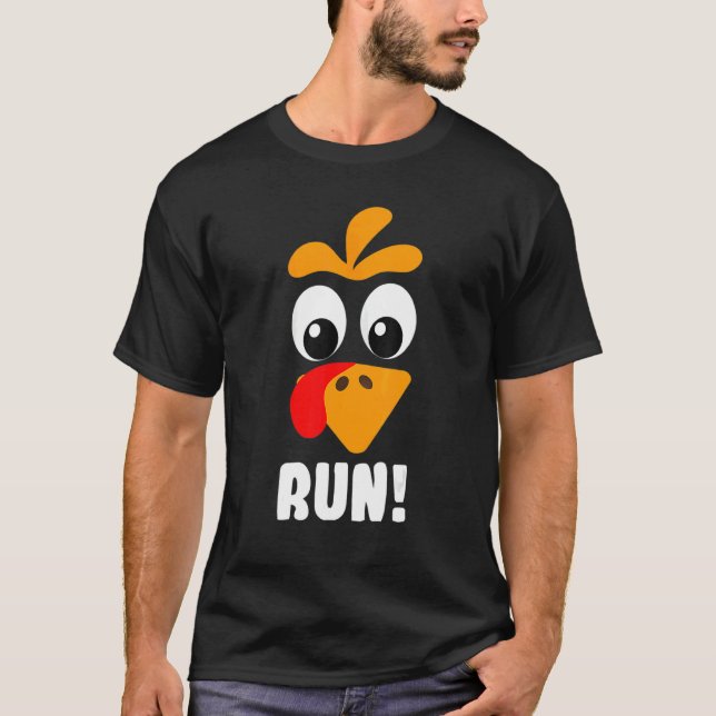 Turkey Trot Adult Running Costume Face Run Thanksg T Shirt (Framsida)