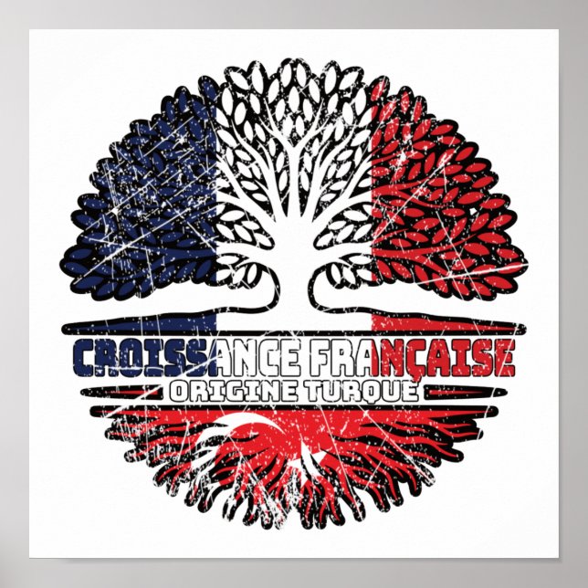 Turkey Turkish French France Tree Roots Flag Poster (Framsidan)