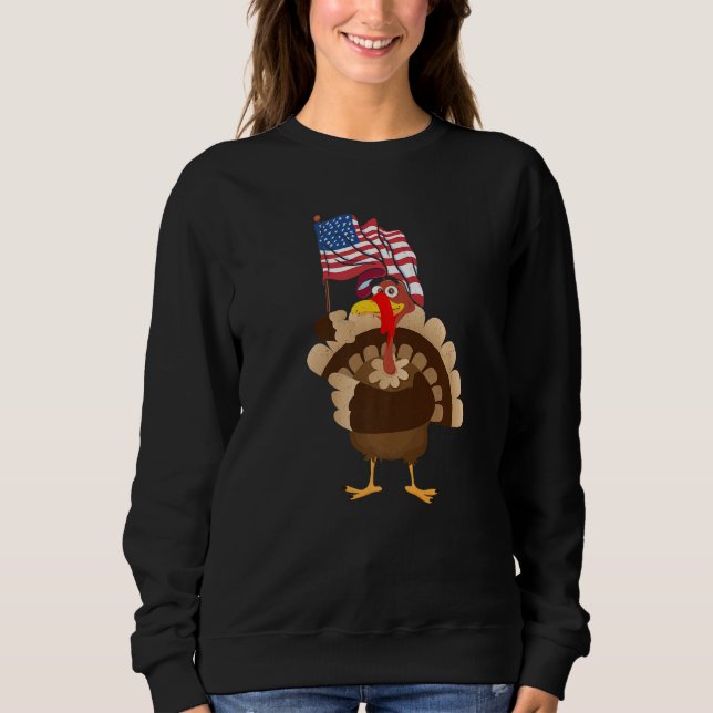 Turkey USA Flag Thanks Giving American  Thanksgivi T Shirt (Framsida)