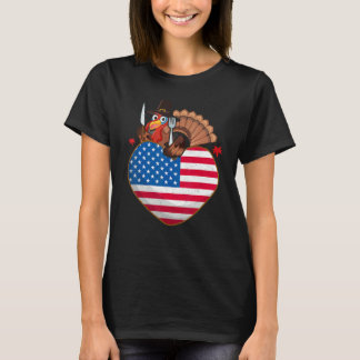 Turkey USA Flag Thanks Giving American  Thanksgivi T Shirt