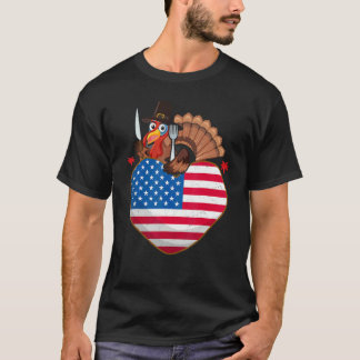 Turkey USA Flag Thanks Giving American  Thanksgivi T Shirt