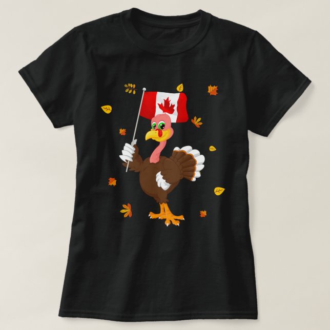 Turkey With Canada Flag Cool Canadian Thanksgiving T Shirt (Design framsida)