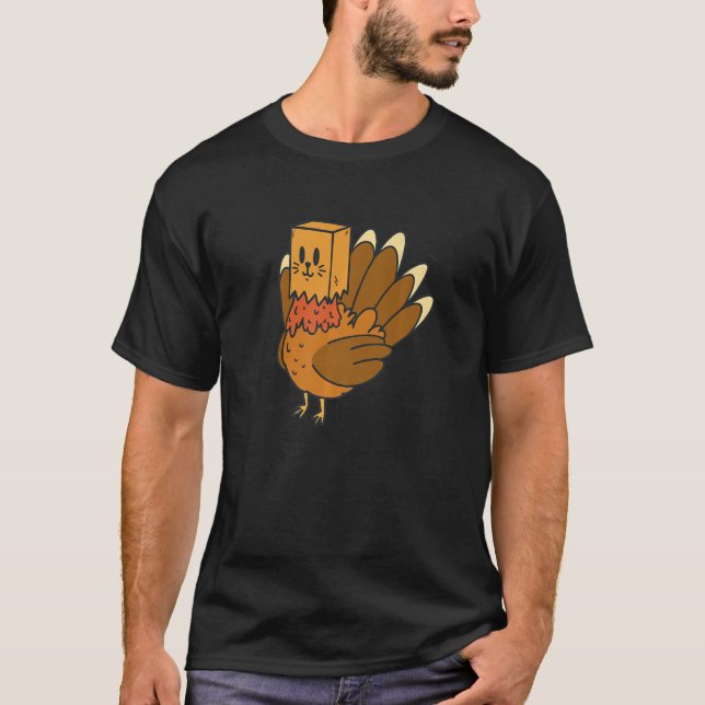 Turkey With Cat Costume Thanksgiving Funny Premium T Shirt (Framsida)