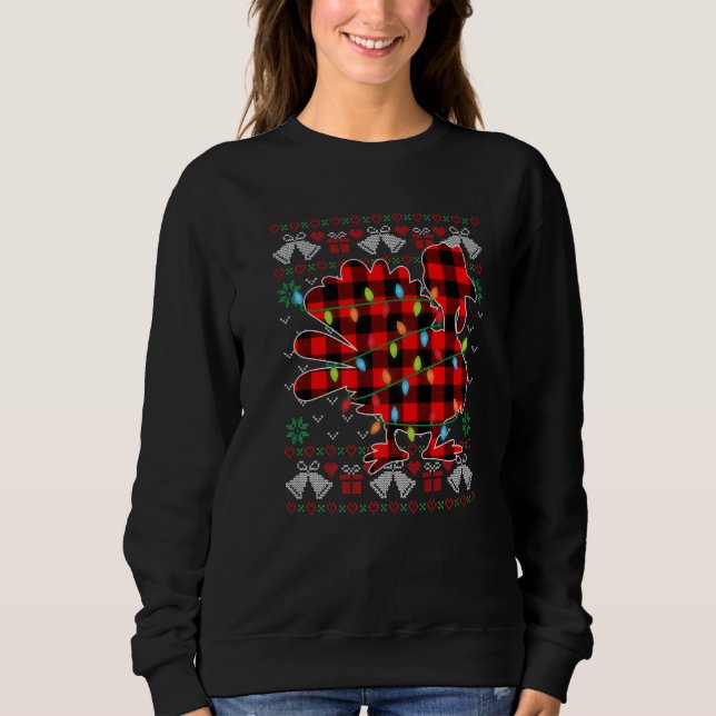 Turkey   Xmas Lights Ugly Christmas Sweater T Shirt (Framsida)