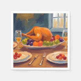 Turkeymiddag | Glad Thanksgiving Målade Högtider Pappersservett