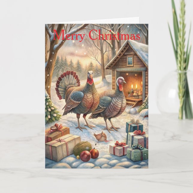 Turkeys at Christmas Helgkort (Framsida)