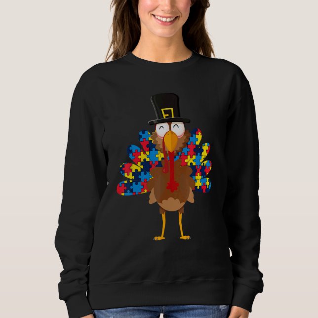Turkeys Autism Thanksgiving Day   Boys Girls T Shirt (Framsida)
