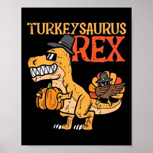Turkeysaurus Rex Dab Kalkon Dino Småpojkar Än Poster (Framsidan)