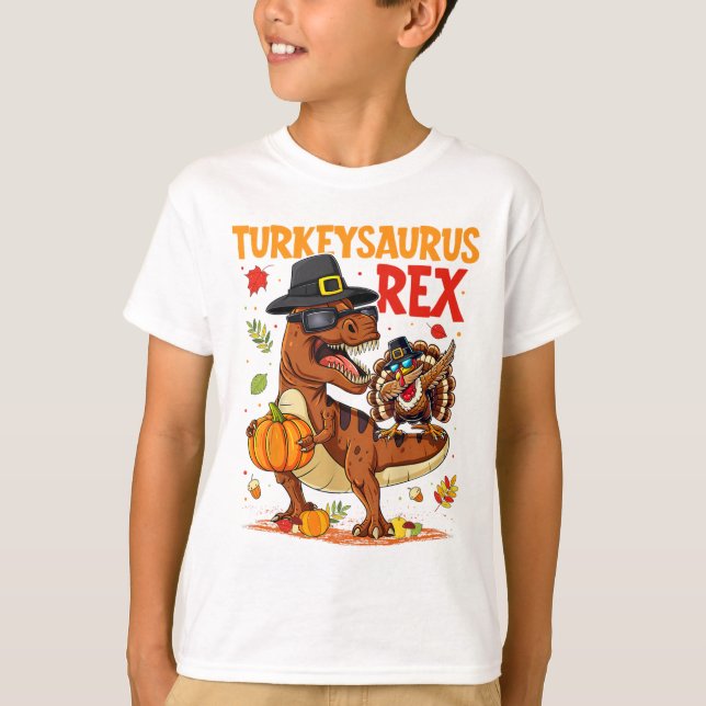 Turkeysaurus Rex Dab Turkey Dino Thanksgiving Todd T Shirt (Framsida)