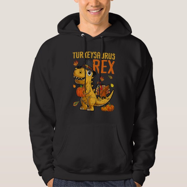 Turkeysaurus Rex Dab Turkey Dino Toddler Boys Than Hoodie (Framsida)