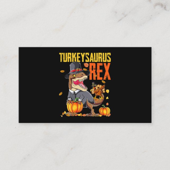 Turkeysaurus Rex Dab Turkiet TRex Dinosaur Thanksg Visitkort (Framsida)