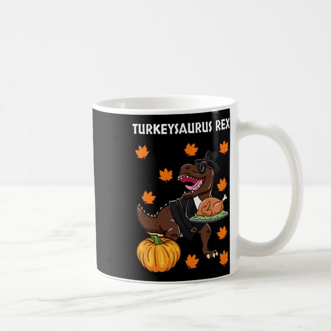 Turkeysaurus Rex Thanksgiving Day Dinosaur Kalkon  Kaffemugg (Höger)