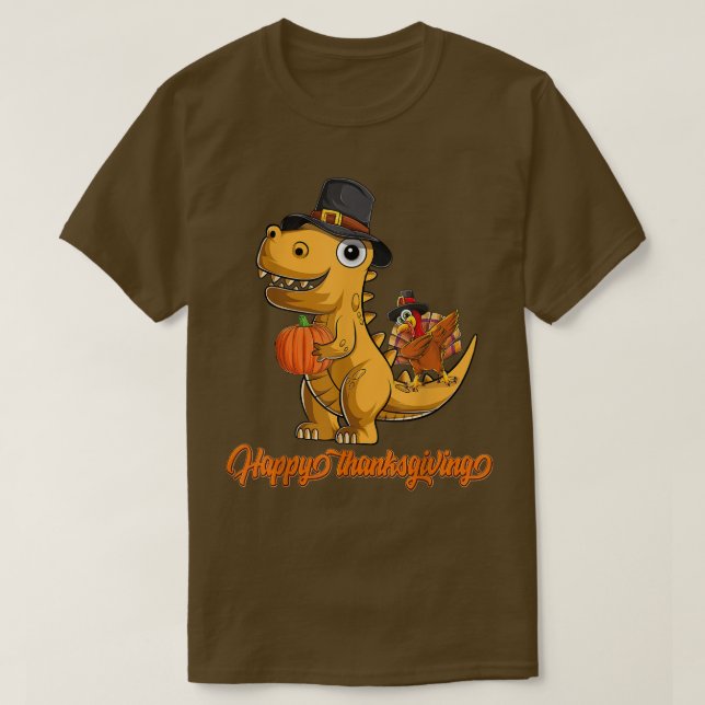 Turkeysaurus Tre Turkiet Dino Småbarn Boy lycklig  T Shirt (Design framsida)