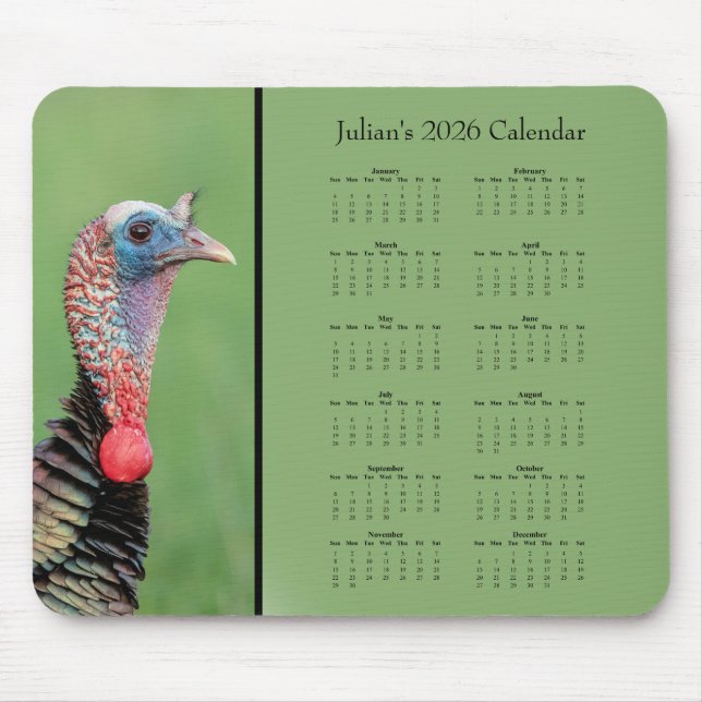 Turkiet - Anpassningsbar heldags kalender för 2026 Musmatta (Framsidan)