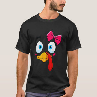 Turkiet Ansikte Girl Thanksgiving Costume Kids Små T Shirt