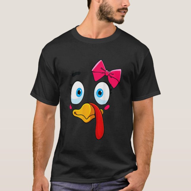 Turkiet Ansikte Girl Thanksgiving Costume Kids Små T Shirt (Framsida)