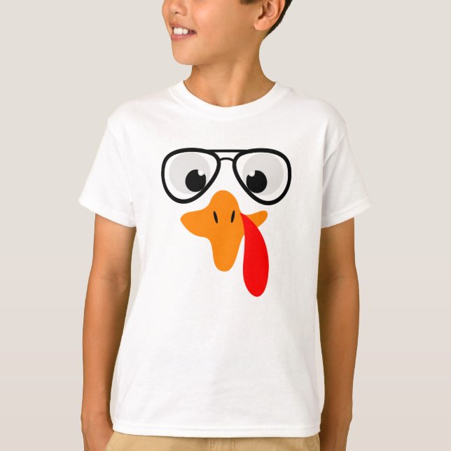 Turkiet Ansikte med glasögon, Thanksgiving Boys' T Shirt (Framsida)