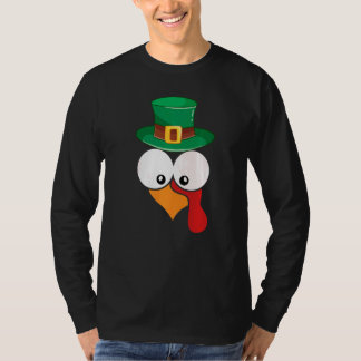 Turkiet Ansikte med Irish Hat Thanksgiving Day St  T Shirt