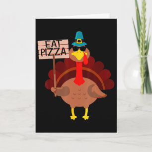 Turkiet Äter Pizza Vuxen Vegan Barn Roligt Thanksg Kort