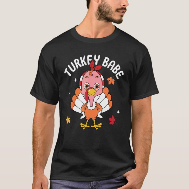 Turkiet Babe Autumn Fall Y'all Thanksgiving Retro  T Shirt (Framsida)