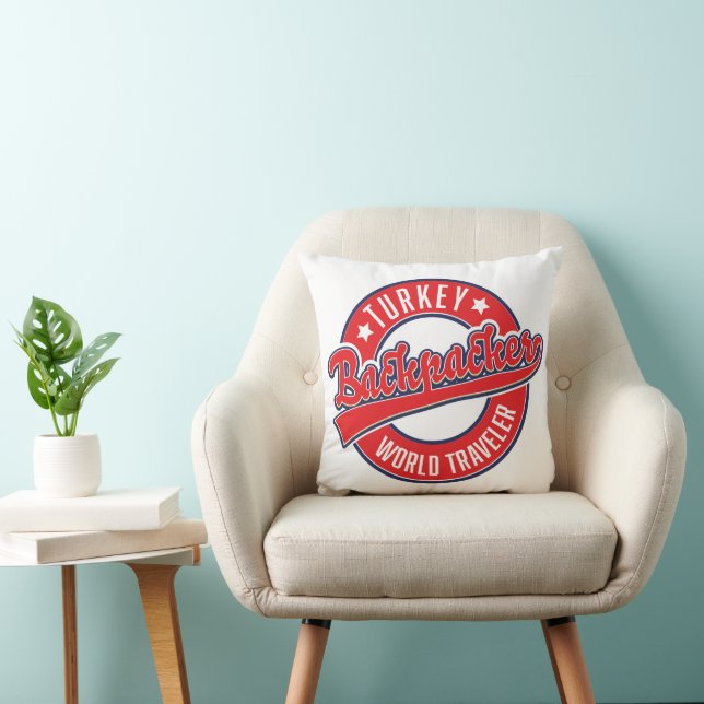 Turkiet backpacker världsomresenär retro logotyp. kudde (Stol)