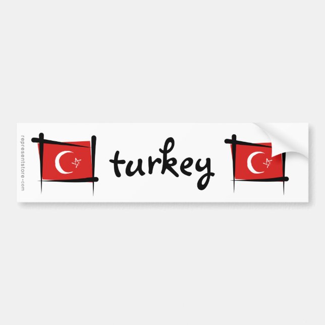 Turkiet borstar flagga bildekal (Framsidan)