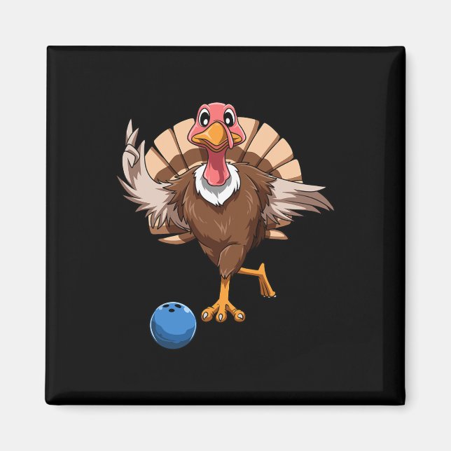 Turkiet Bowling Thanksgiving Turkiet Spela Bowling Magnet (Framsidan)