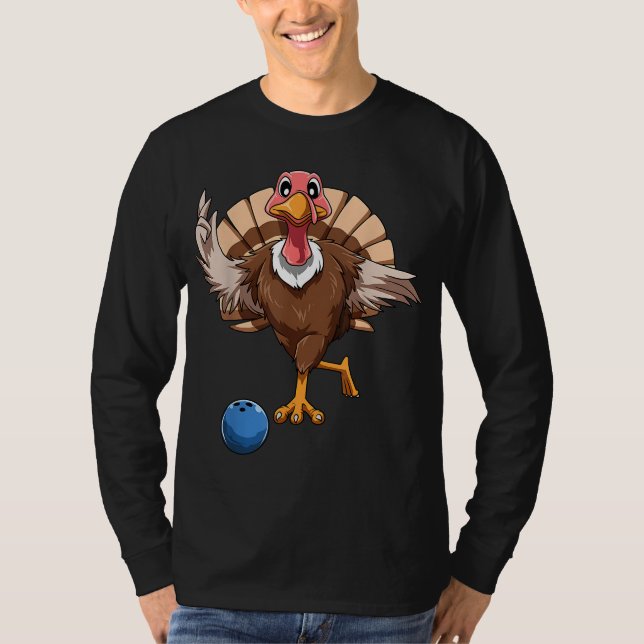 Turkiet Bowling Thanksgiving Turkiet Spela Bowling T Shirt (Framsida)