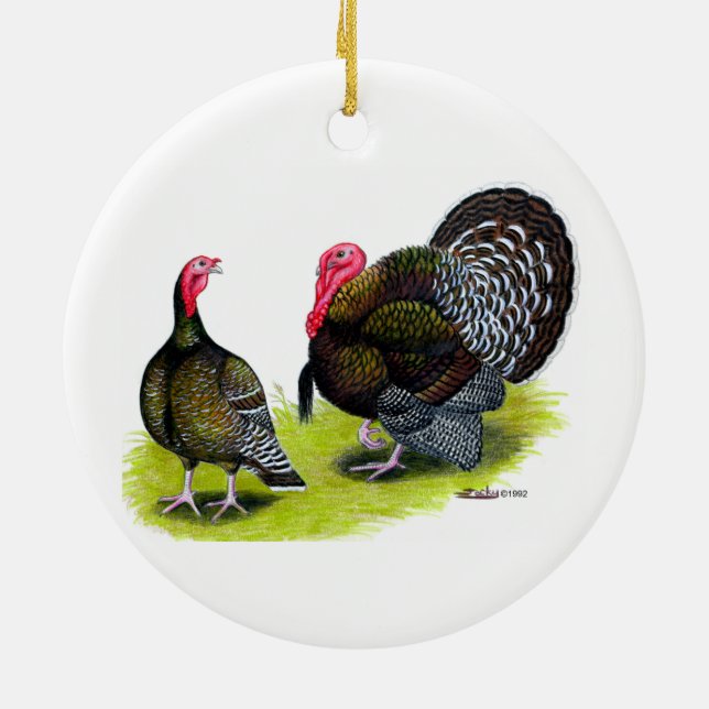 Turkiet Broad Breast Bronze Julgransprydnad Keramik (Baksidan)