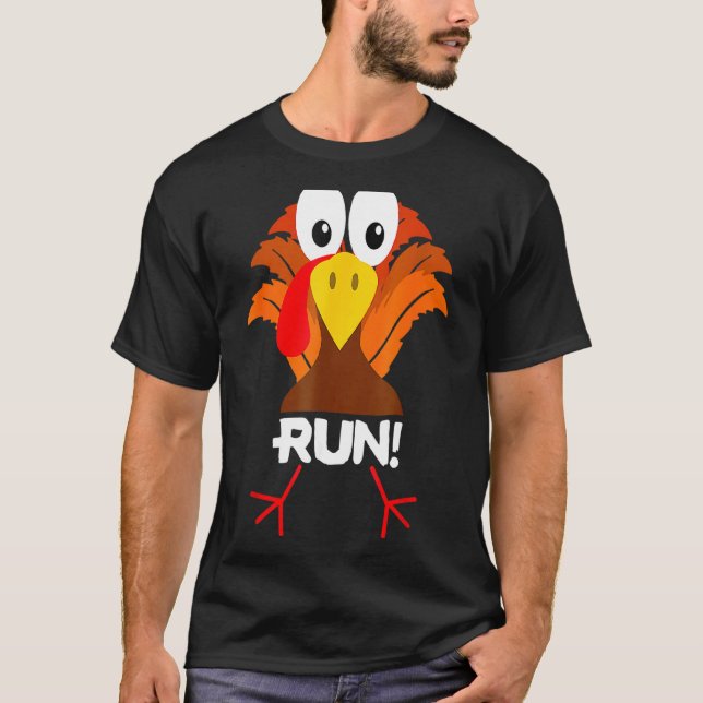 Turkiet Costume Vuxen Running Ansikte Turkiet Trot T Shirt (Framsida)