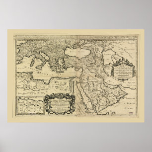 Turkiet, det ottomanska riket Karta (1680) Poster