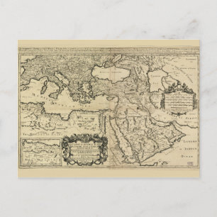 Turkiet, det ottomanska riket Karta (1680) Vykort