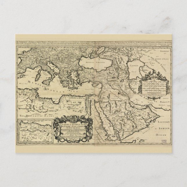 Turkiet, det ottomanska riket Karta (1680) Vykort (Framsida)