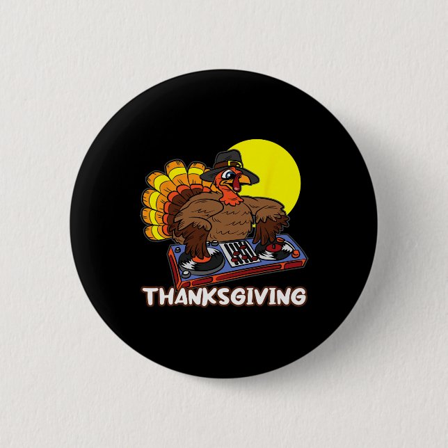 Turkiet DJ Thanksgiving Day Coola Fall Dance Music Knapp (Framsida)