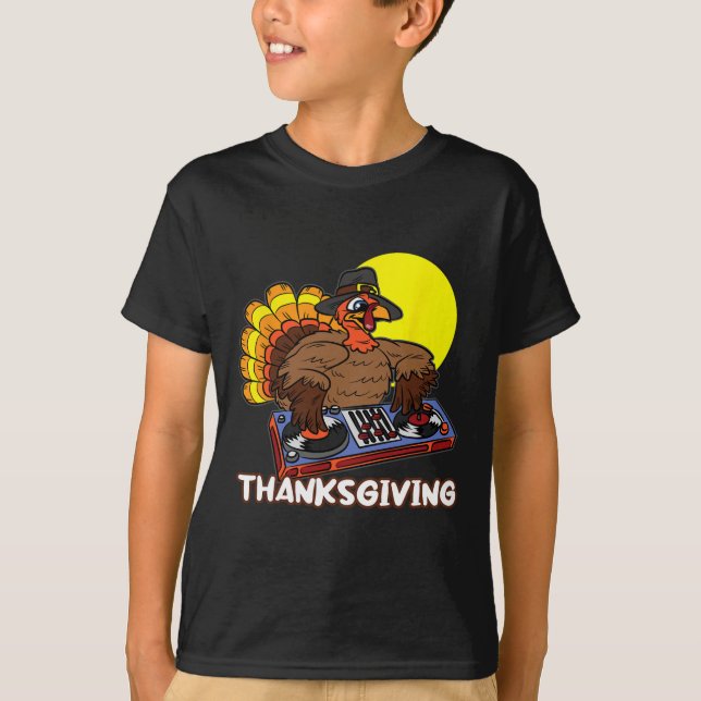 Turkiet DJ Thanksgiving Day Coola Fall Dance Music T Shirt (Framsida)
