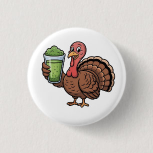 Turkiet Drinking Matcha Älskare Thanksgiving Knapp